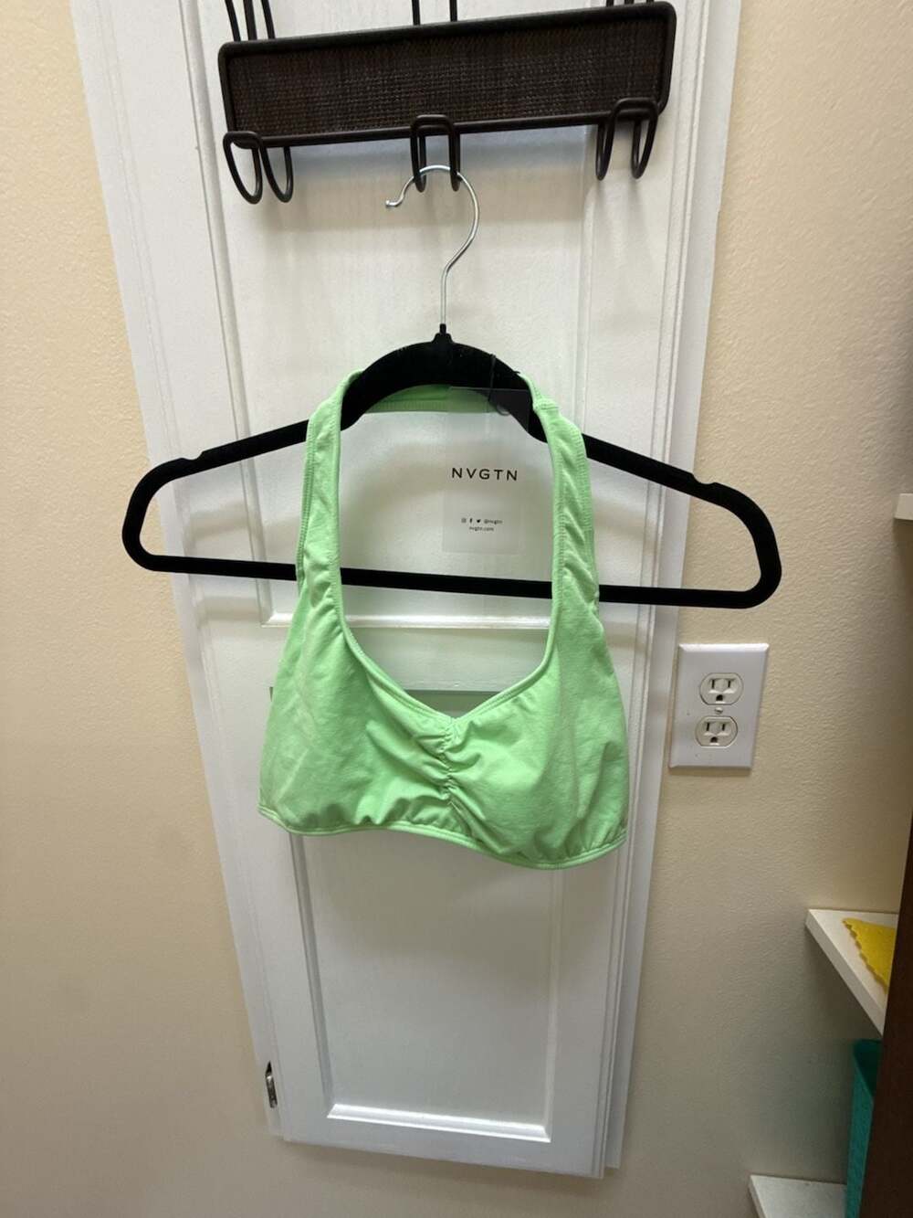 NVGTN Scrunch Halter Top in Lime Green